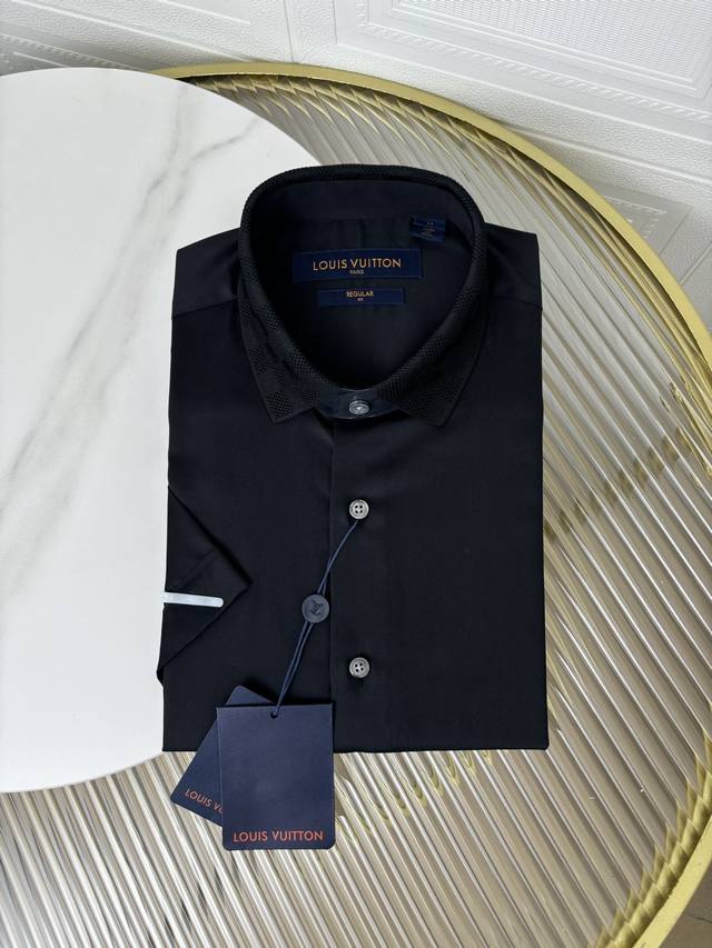 Lv Men's Business Casual Cotton Short-sleeved Shirt, channel goods from trading