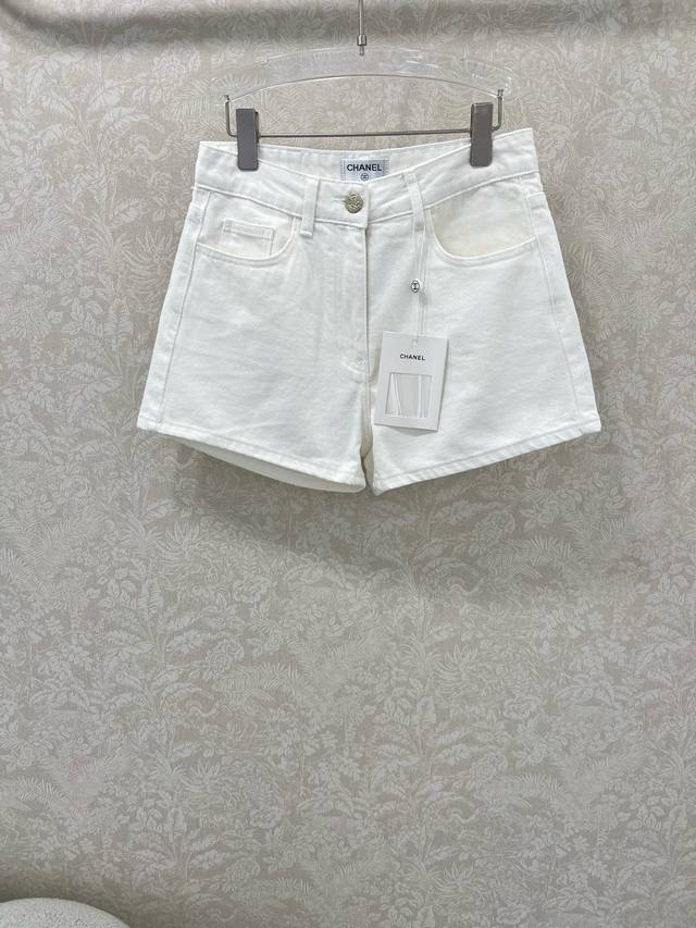 Chan*L 25 New denim shorts, high-end series, high-end version, white solid denim