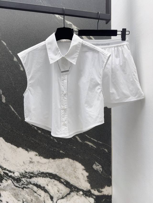 Aw 25Ss New spring and summer splicing ribbon lapel sleeveless shirt with ribbon