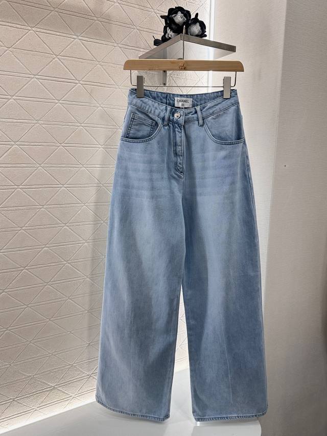 Chane*2025 New arrivals wide-leg rubbed jeans Customized Yb twill cotton denim m