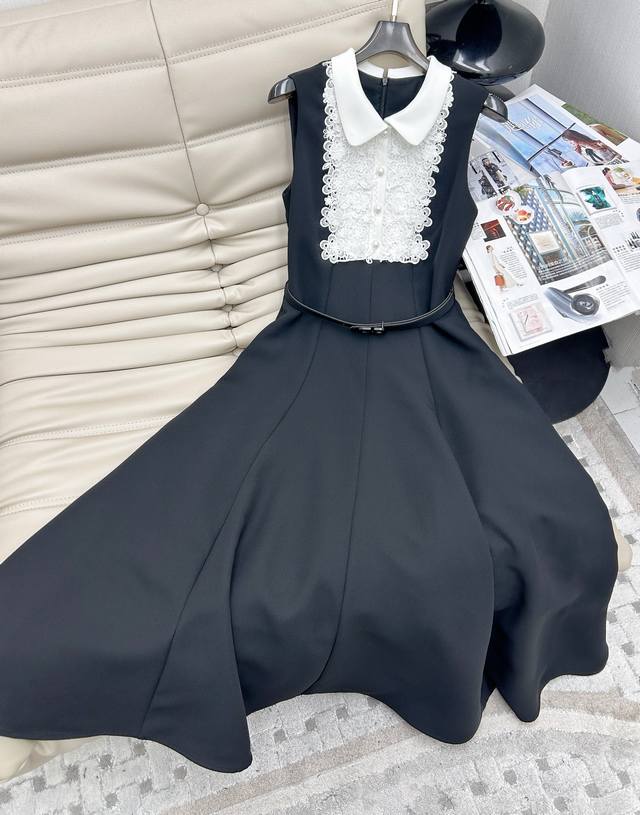 25 new high-end custom-made elegant sleeveless lace applique color matching dres