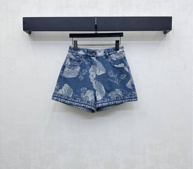 Fend*2025 New arrivals Laser printed denim shorts Customized Yb imported twill c