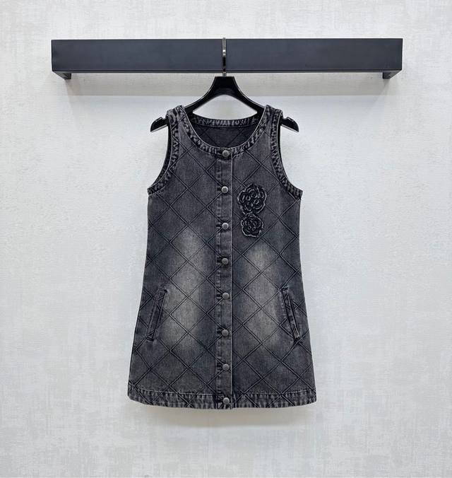 Chane*2025 New Arrivals Diamond Denim Vest Dress Customized Yb Imported Twill Co