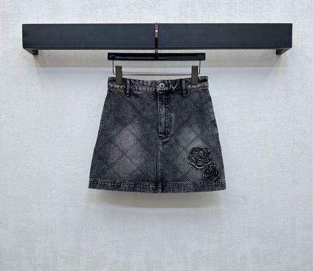 Chane*2025 New Arrivals Diamond Denim Skirt Customized Yb Imported Twill Cotton