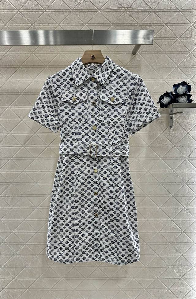 Louis Vuitto*2025 New arrivals Printed belt denim dress Customized Yb twill deni