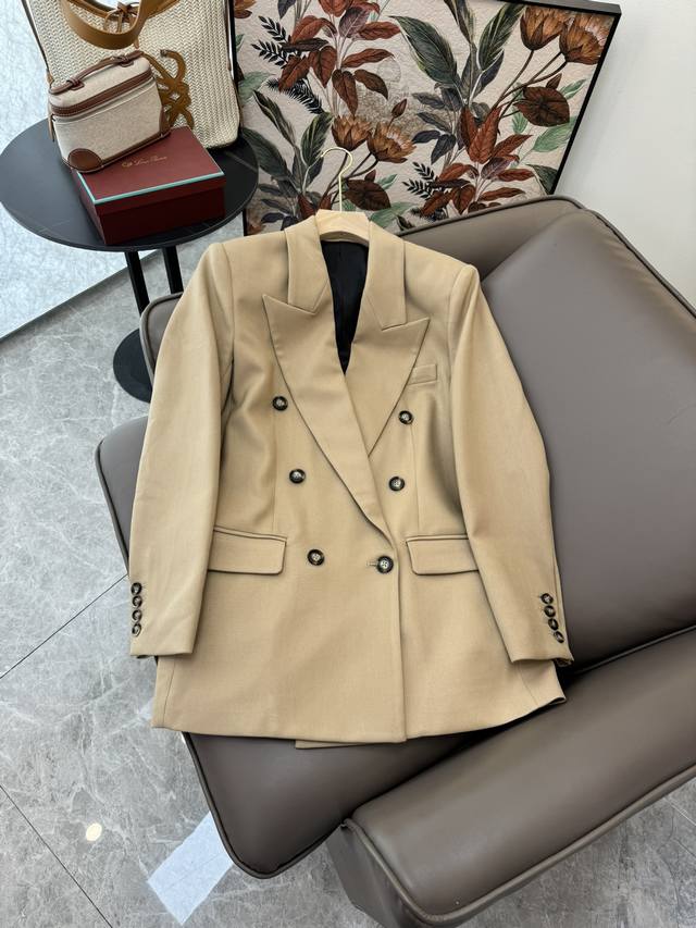 Xz089#New coat Ysl Super popular horn button long-sleeved suit jacket black khak