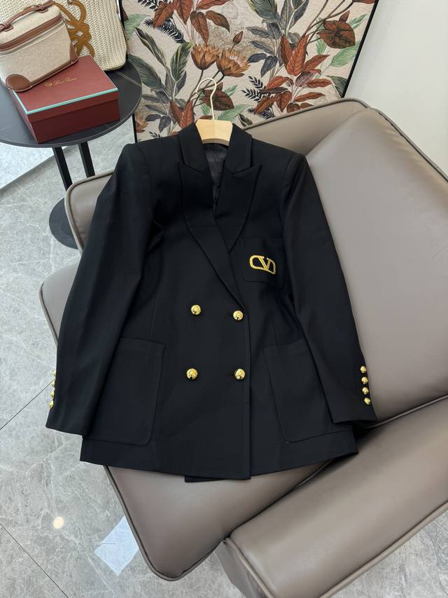 Xz087#New coat Valentino super hit gold thread embroidered long-sleeved suit jac