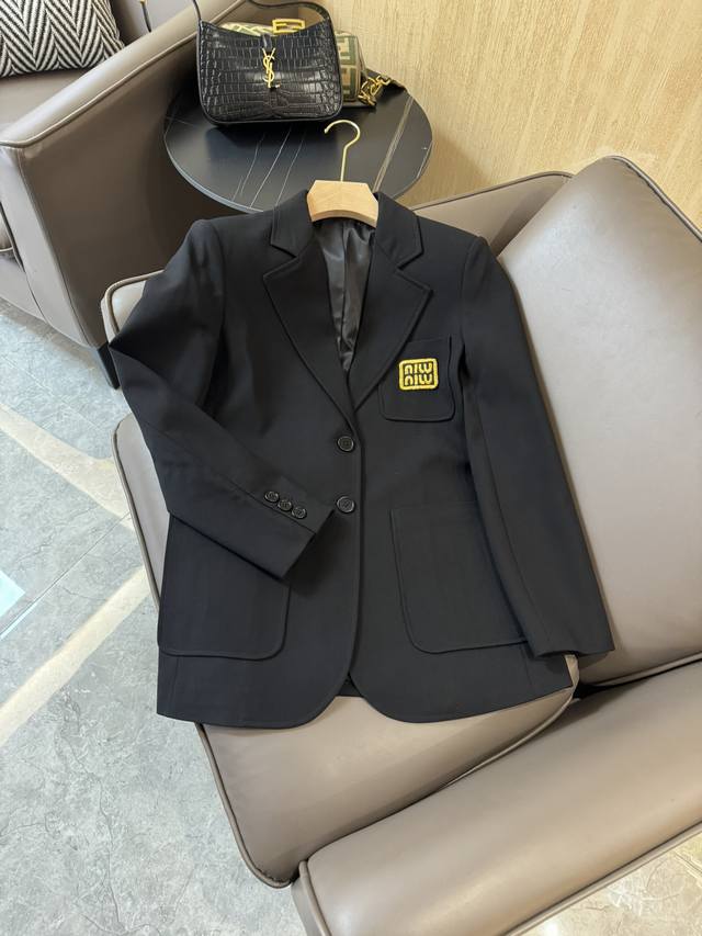 Xz086# New suit jacket Miu Miu popular letter embroidered mid-length suit jacket