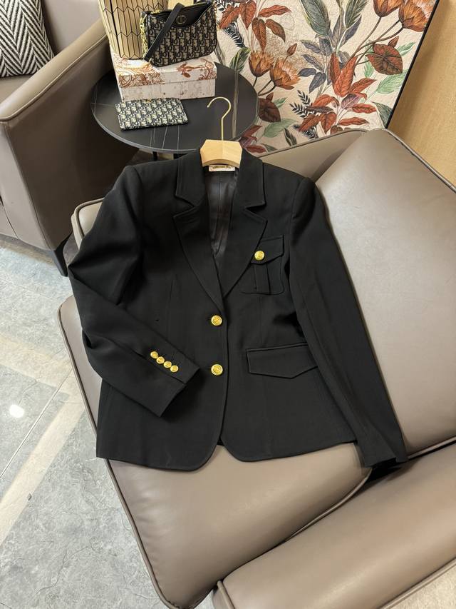 Xz084#New coat Mq McQueen gold button irregular long sleeve acetate suit jacket