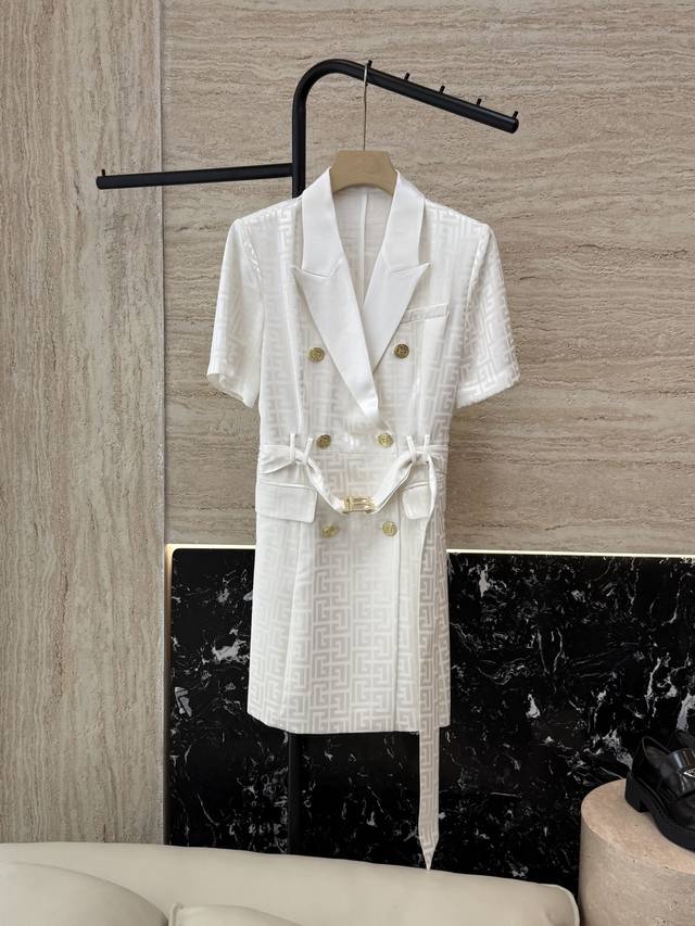 Hxz025#New dress Balman Balman jacquard acetate fabric short-sleeved slim dress