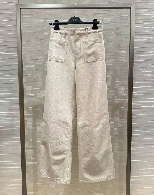 Dior*25S New summer denim trousers with double pockets, embellished with sparkli
