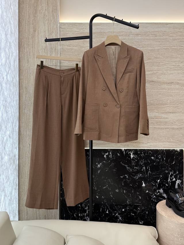 Tf085#New suit Max Mara 60% linen long-sleeved suit jacket and trousers suit car
