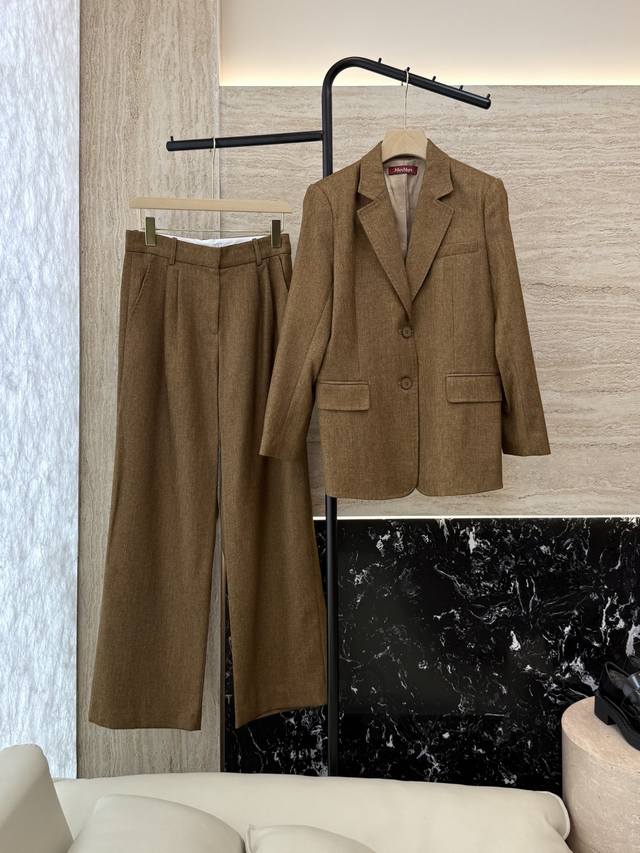 Tf021# New suit Max Mara 68% linen 32% silk long-sleeved suit jacket trousers su