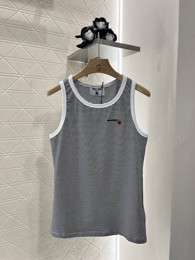 Miumi*2025 New arrivals Silk wool striped vest Customized Yb Silk wool material,