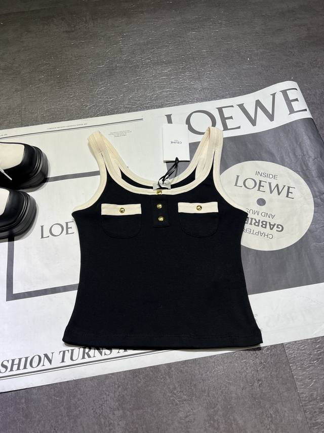 Celin* New early autumn three-button pocket contrasting slim vest | Exclusively