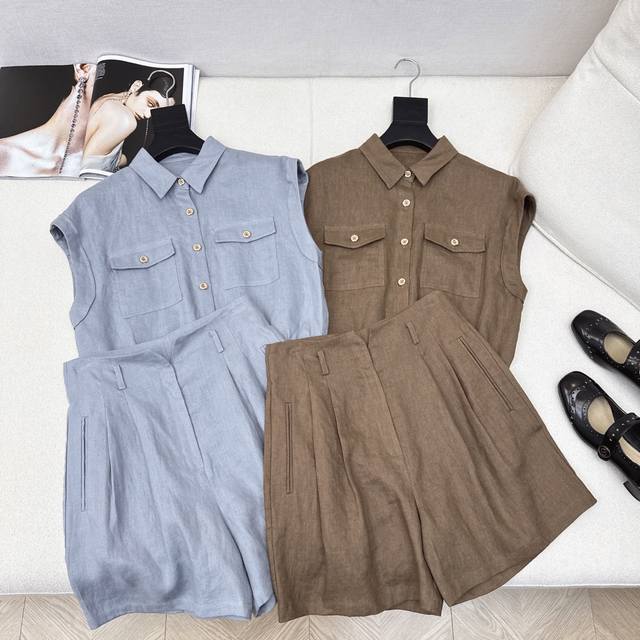 Lp30Ss The latest spring and summer linen casual suit with old money style. Shor