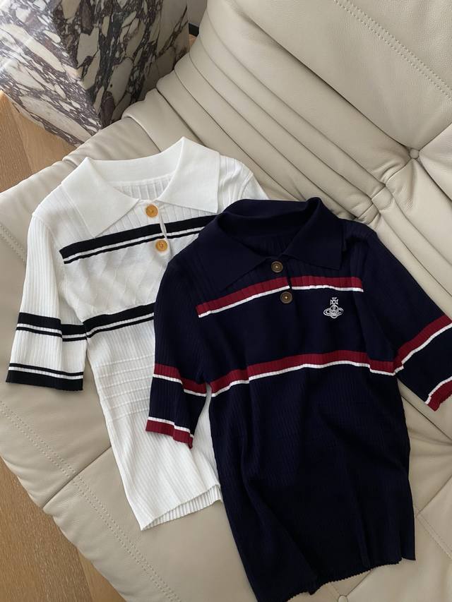 25Ss Spring and Summer Queen Mother Limited Edition Knitted Short Sleeve Polo La