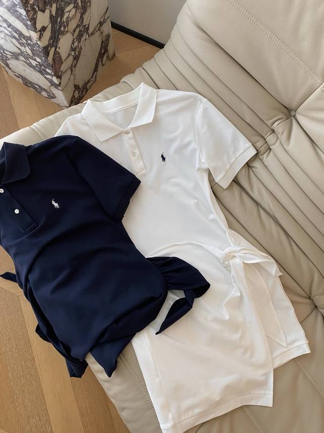 25Ss Spring and summer lapel Polo strap dress with a loose fit. Three-dimensiona