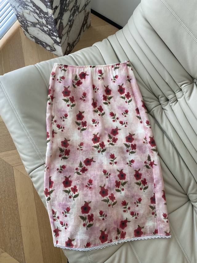 25Ss Spring and summer custom-dyed Tencel linen small floral skirt Customized tw