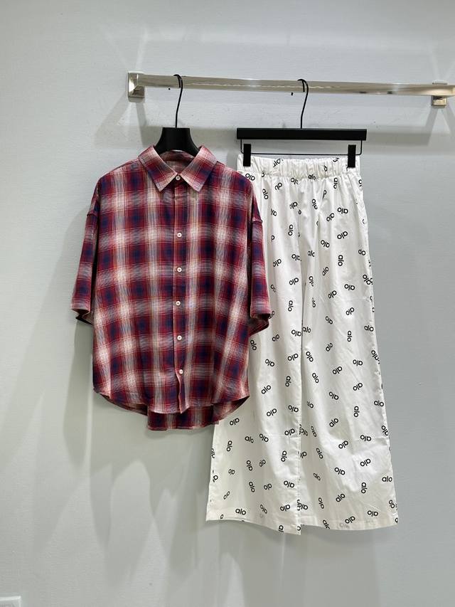 25Ss New summer style! Plaid contrast color short-sleeved shirt, large area of b