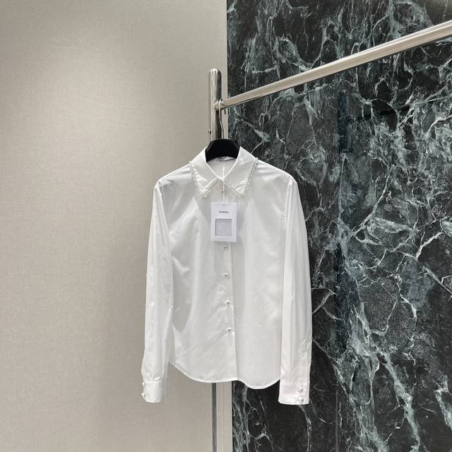 Xiaoxiang 25 new summer pearl lace Polo collar shirt with double C dark letter