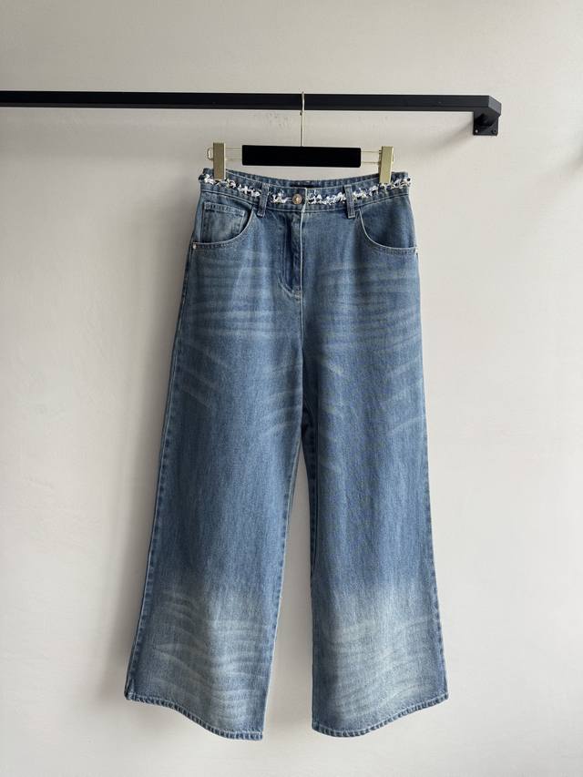 Chane*Coco series lace waistband denim trousers are made of high-end custom fabr