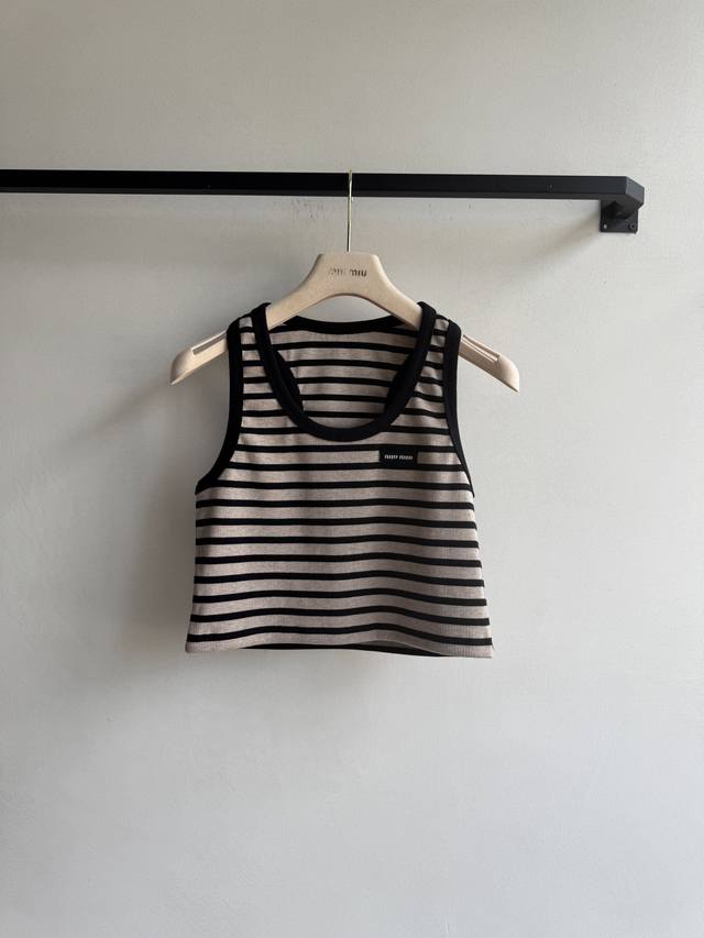 Miumi*2025 New striped knitted cotton vest. Original version developed High vers