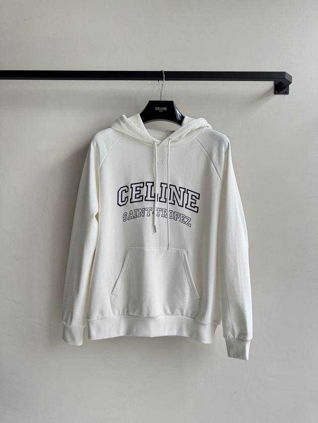 Celin*25Ss Early spring new style old letter print hooded sports sweatshirt! Ori