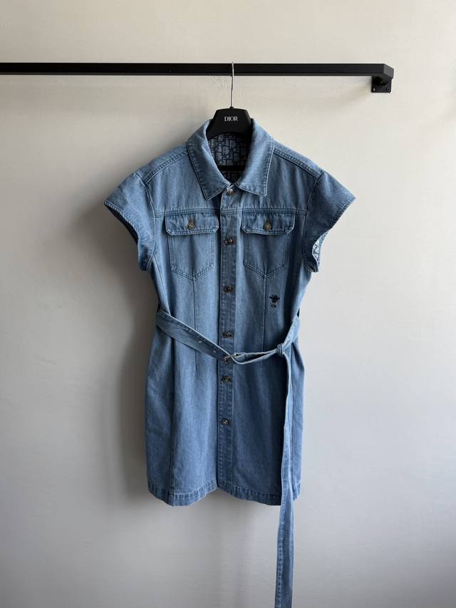 Dio* 25Ss Spring and summer new jacquard old flower double pocket denim dress or