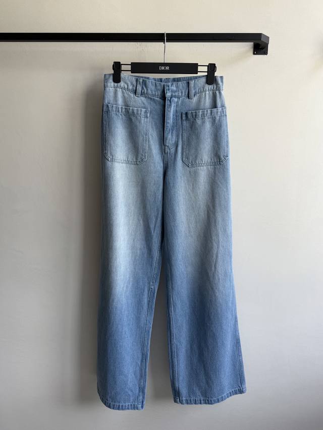 Dio* 25Ss Spring and summer new jacquard monogram double pocket hem denim trouse