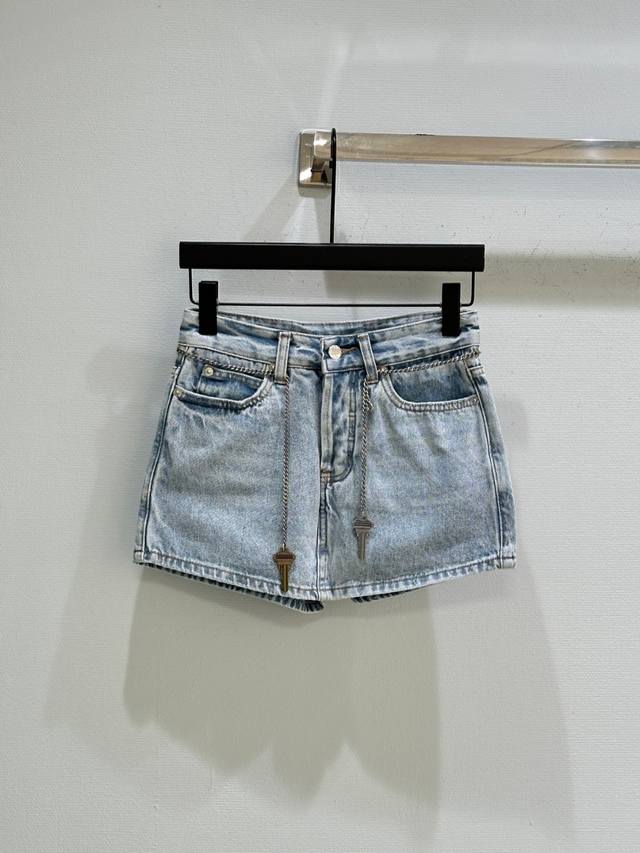 25Ss New summer style! Alexander Wang simple color high waist denim shorts skirt