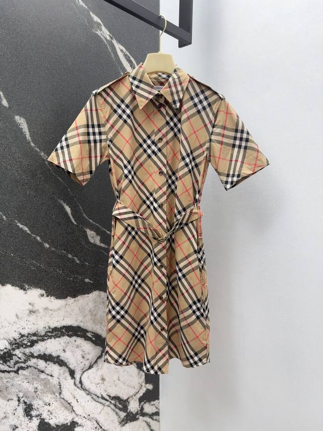 Bur 25Ss New arrival for spring and summer Checked cotton shirt dress A stylish