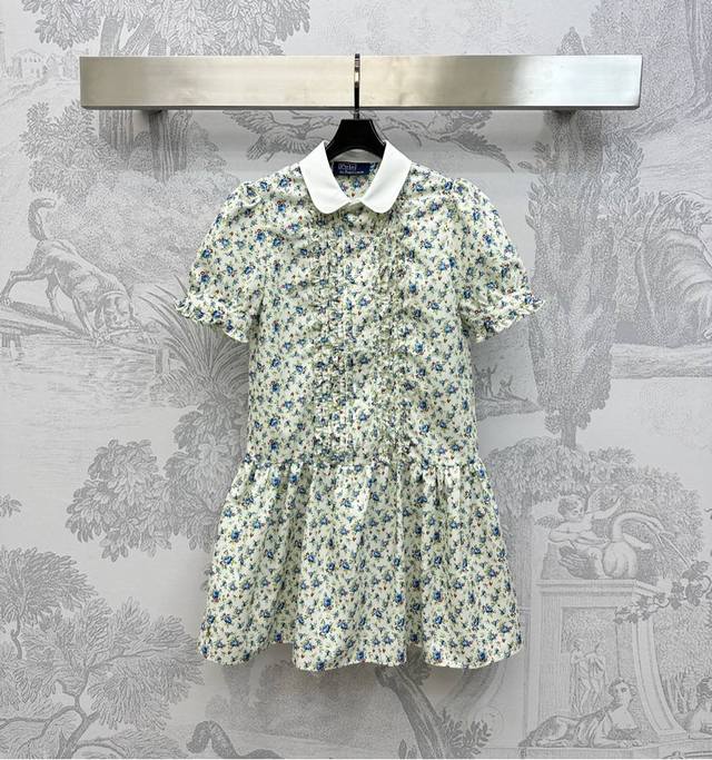 Ralph Laure*2025 new arrivals Lapel print dress Customized Yb imported twill cot