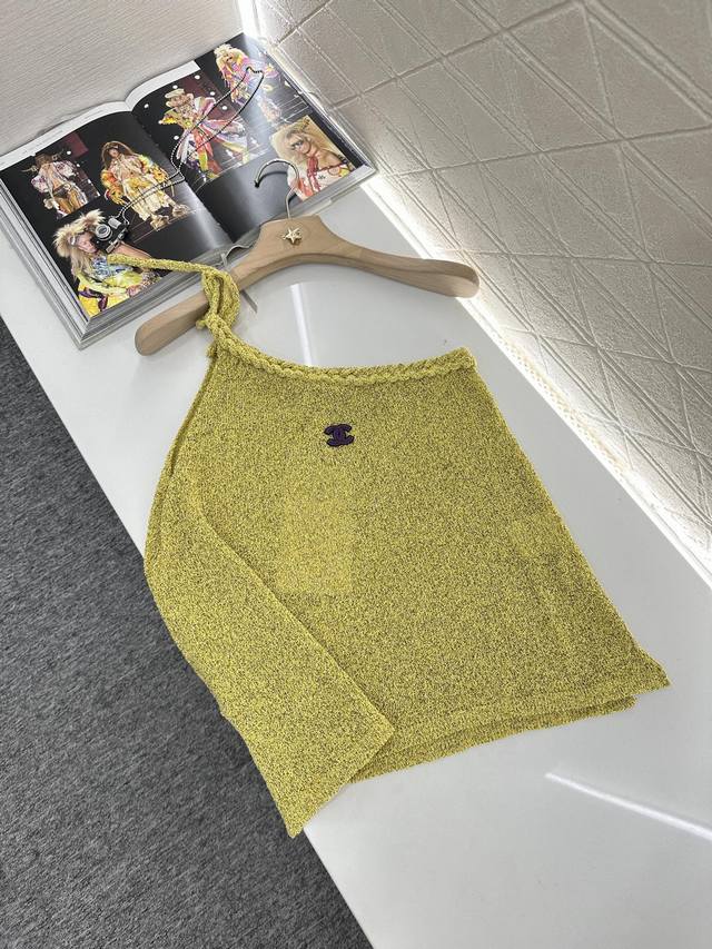 Chane*2025 New arrivals Rope off-shoulder knitted vest Customized Yb wool yarn w