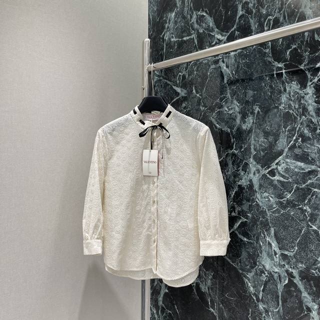 Val Warren 25 Early Autumn New Hollow Long Sleeve Shirt Heavy Hollow Flower Patt