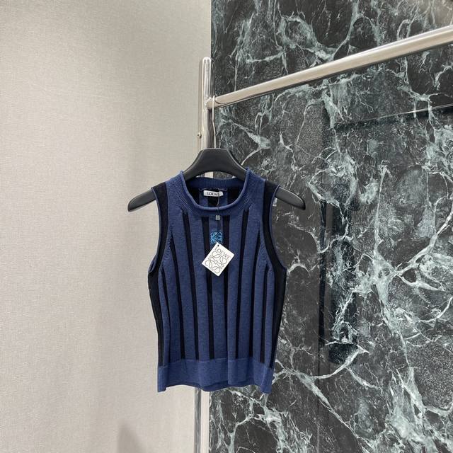 Loewe 25 Early Autumn new knitted contrast vest with contrast vertical stripes o
