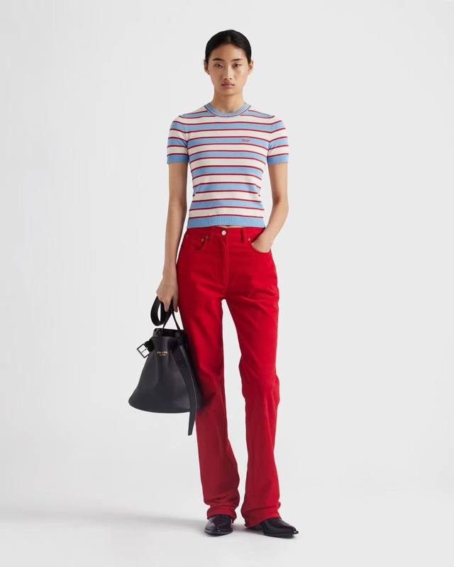 New [P]! Latest Pr 25New knitted striped short-sleeved top. Size: Sml. . DDD