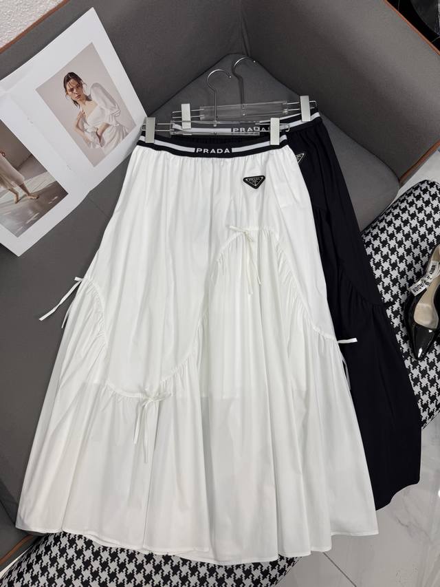 Prad* 25Ss new style skirt classic triangle logo decoration letter elastic waist