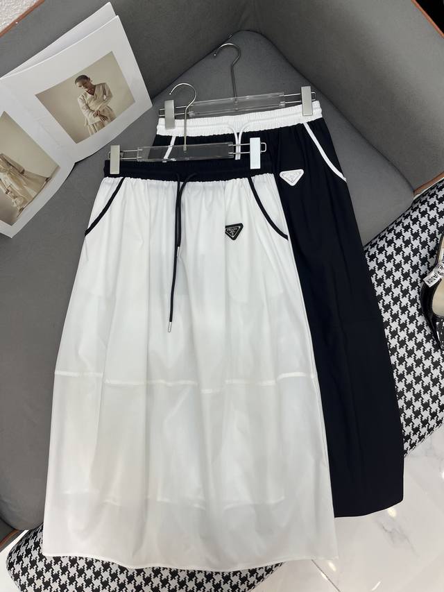 Prad* 25Ss new style skirt classic triangle logo decoration contrast waist desig