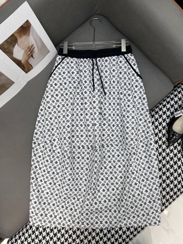 Louis Vuitto* 25Ss new style skirt anchor drawstring elastic waist design old fl