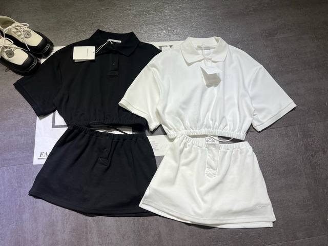 set Alexanderwan* Alexander Wang women's logo embroidered short-sleeved Polo shi