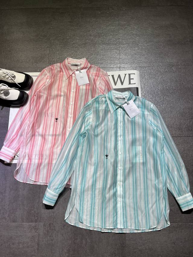 Dio**Dior women's shirt lily of the valley green decorated with D-shaped stripes