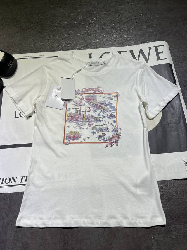 Dio* City-limited new style P Hai's Bund sunset print short-sleeved T-shirt ح Ex