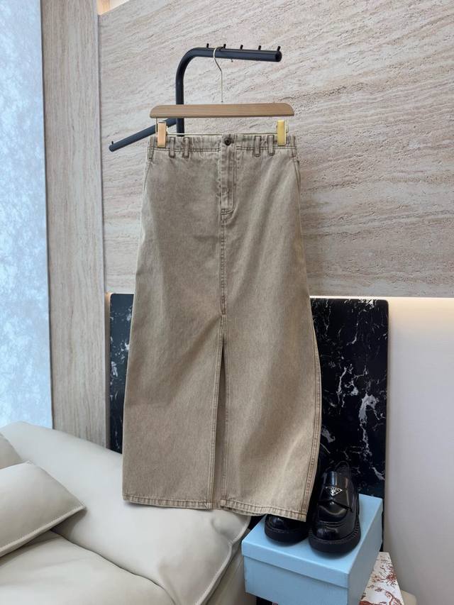 Lz25003#New style skirt Bc super heavy washed denim cotton back pocket chain dec