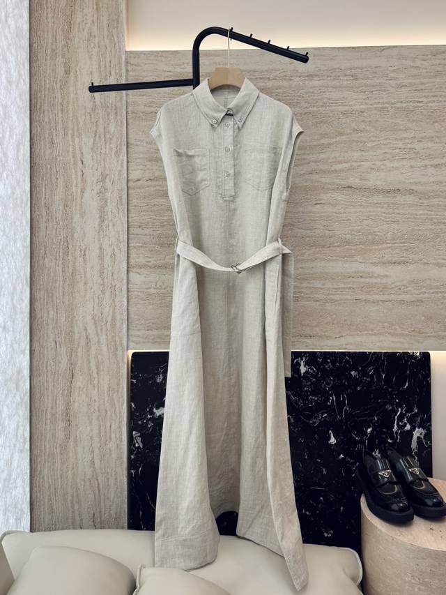 Lz25019#New style dress Bc Heavy Industry Rain Dew Linen Shirt Collar Dress Orig