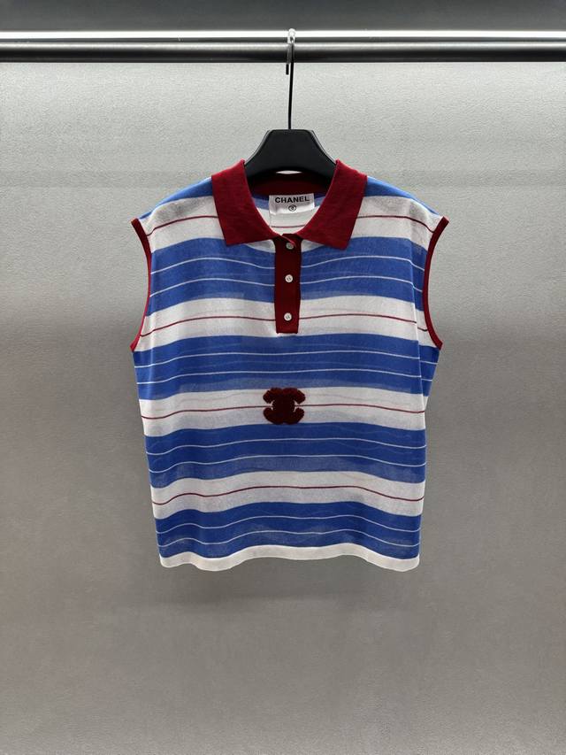 2660 Spring And Summer DDD! Cc second-hand contrast striped sleeveless Polo! Con