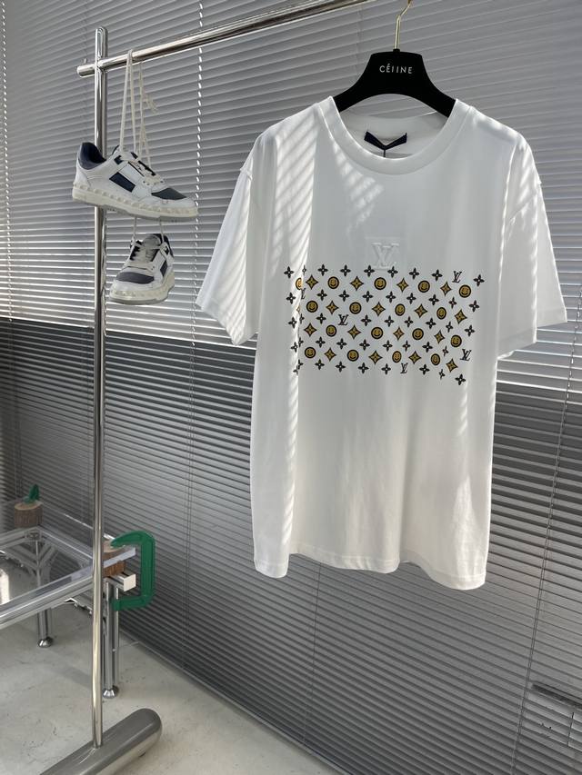 Donkey brand smiley face printed embossed short sleeves 15S plain woven pure co