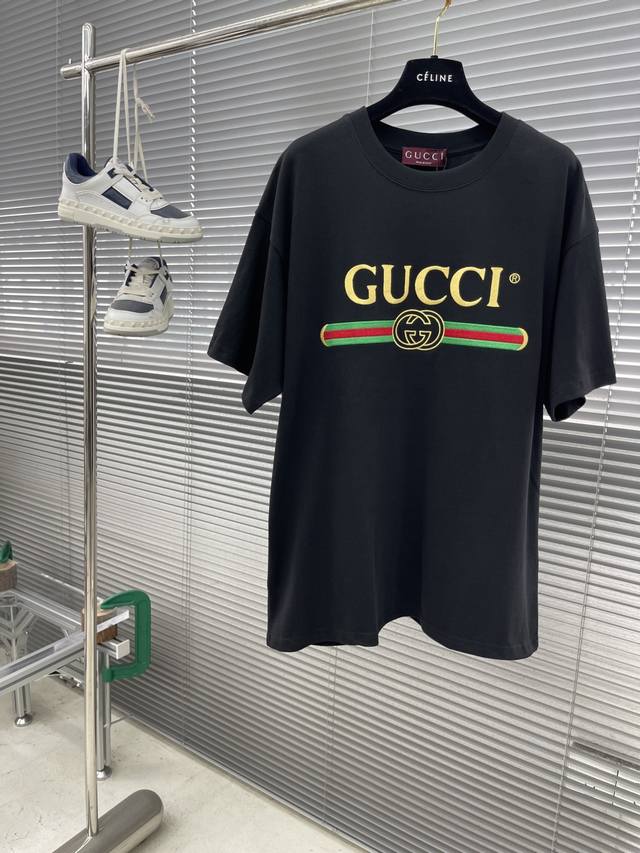 Gucc 2025Ss Spring and Summer new fashion embroidered short Tee, with Gg letter