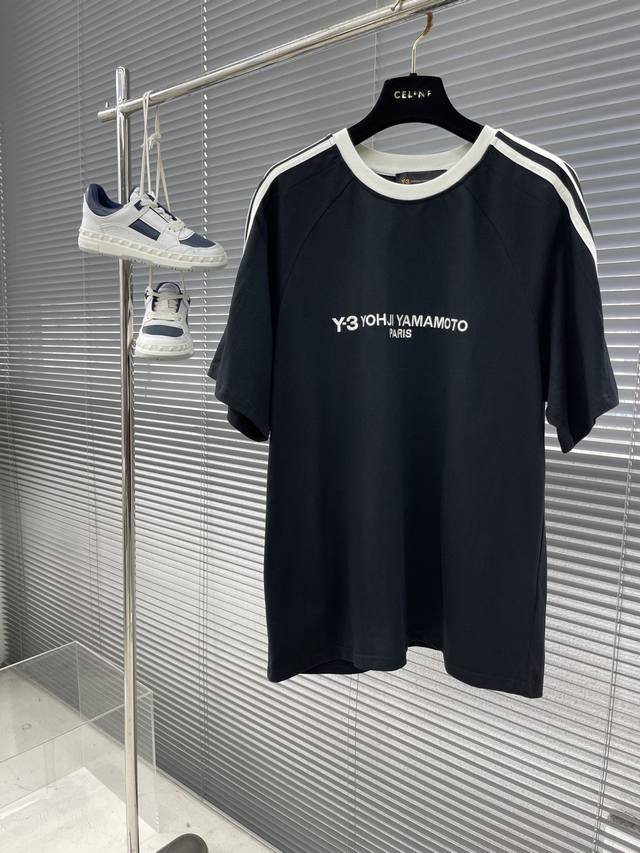 Y-3 25Ss new three-bar short-sleeved T-shirt with webbing, made of double-yarn c