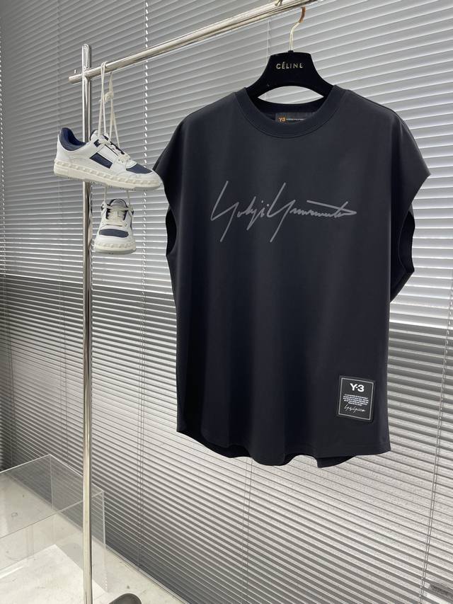 Y-3 2025Ss new round neck sleeveless T-shirt vest, made of heavy 40s double yarn